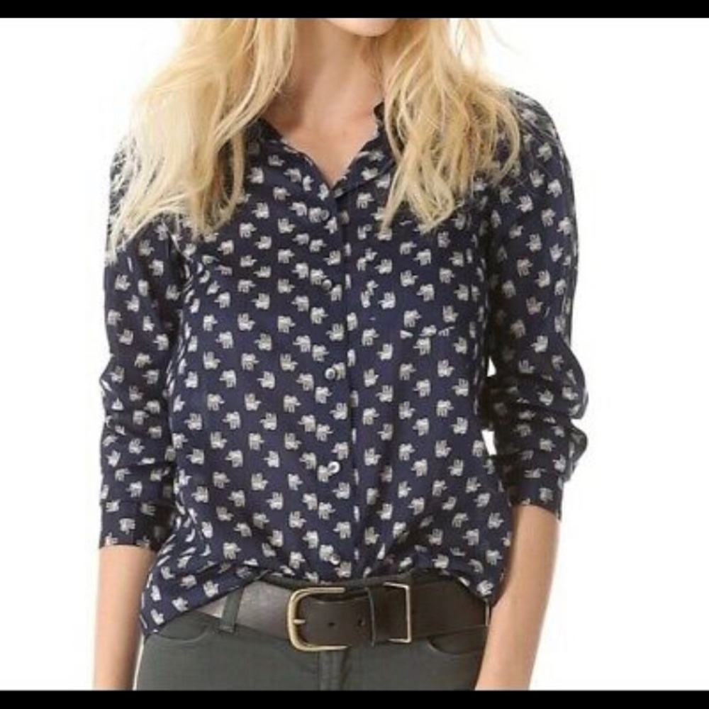Madewell button down shirt elephant pattern